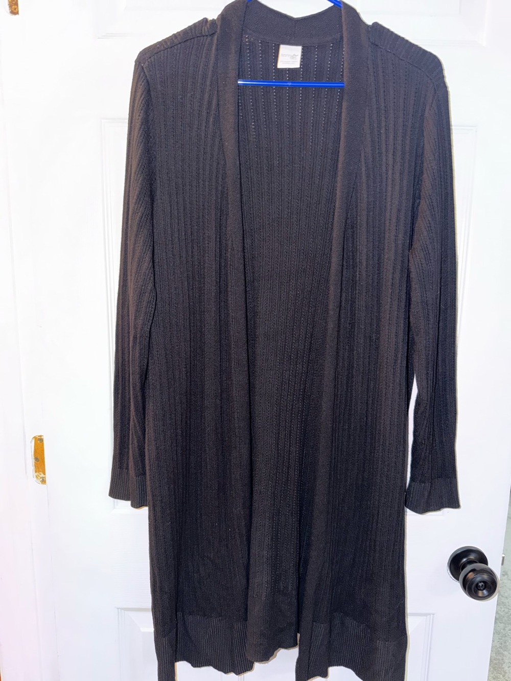 Terra & Sky Black Open-Front Ribbed Cardigan
